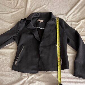 Anthropologie- Philosophy Moto Jacket Faux Suede Women's Small dark gray